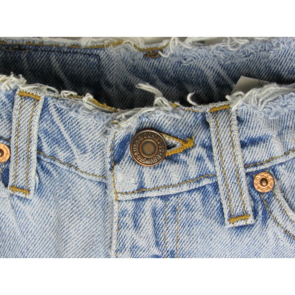 Levi's 512 Women Jean Shorts Size 5 Slim Fit Blue Cut Off Frayed 11" Rise Denim - Picture 3 of 4